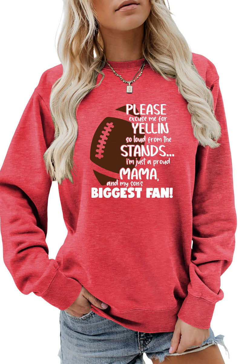 WOMEN GAME DAY PRINTING LONG SLEEVE PULLOVER