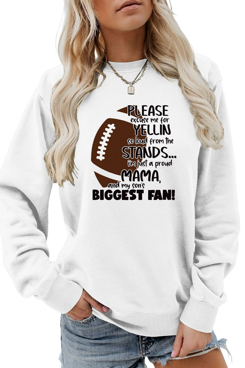 WOMEN GAME DAY PRINTING LONG SLEEVE PULLOVER