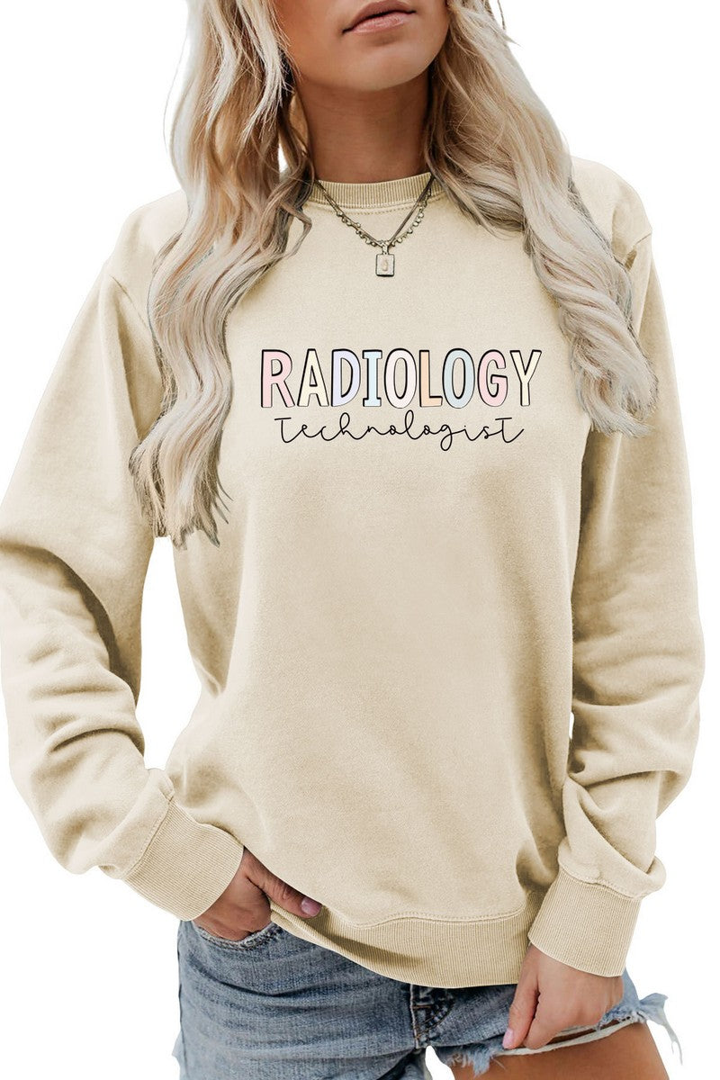 WOMEN LETTER PRINTING LONG SLEEVE PULLOVER