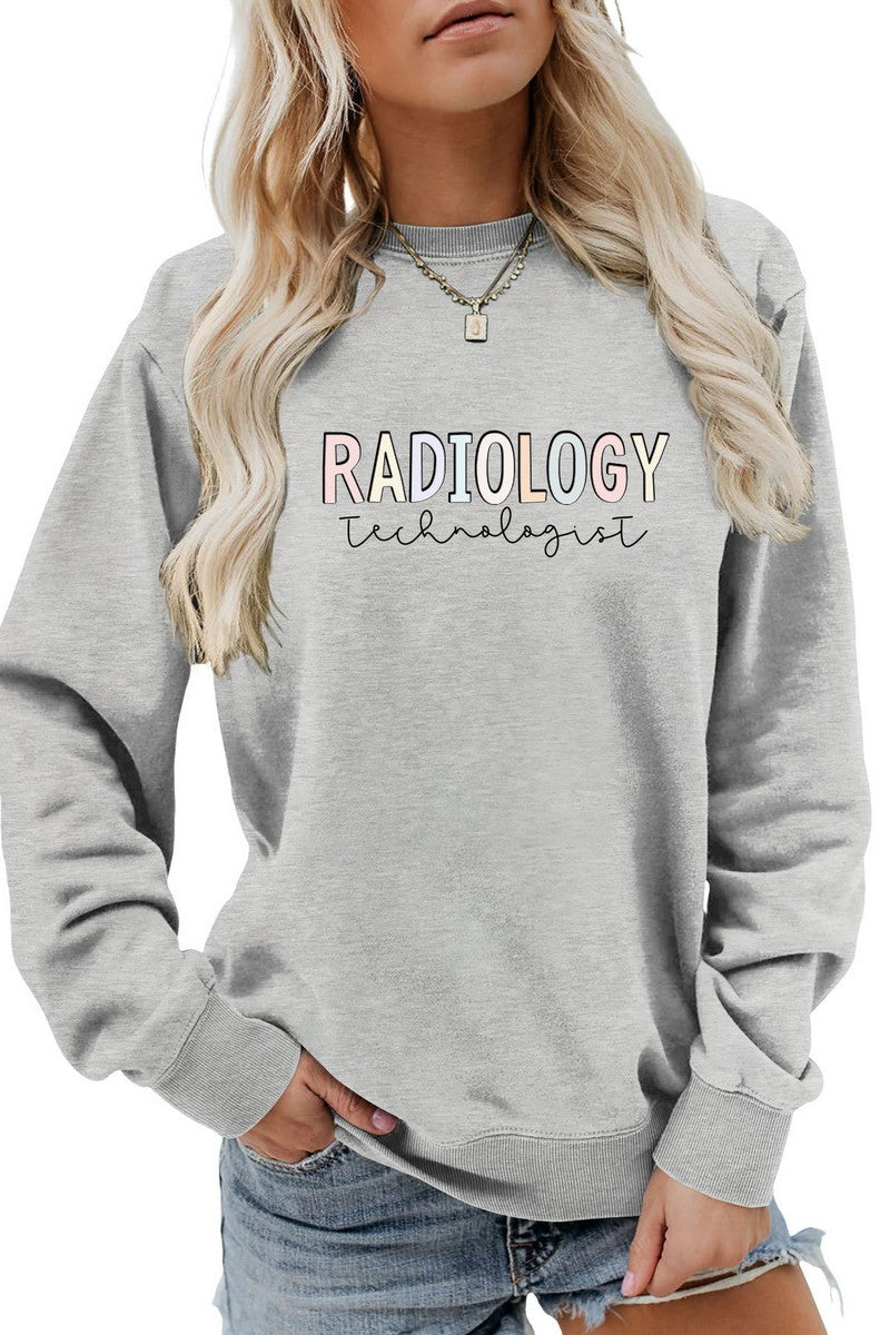 WOMEN LETTER PRINTING LONG SLEEVE PULLOVER