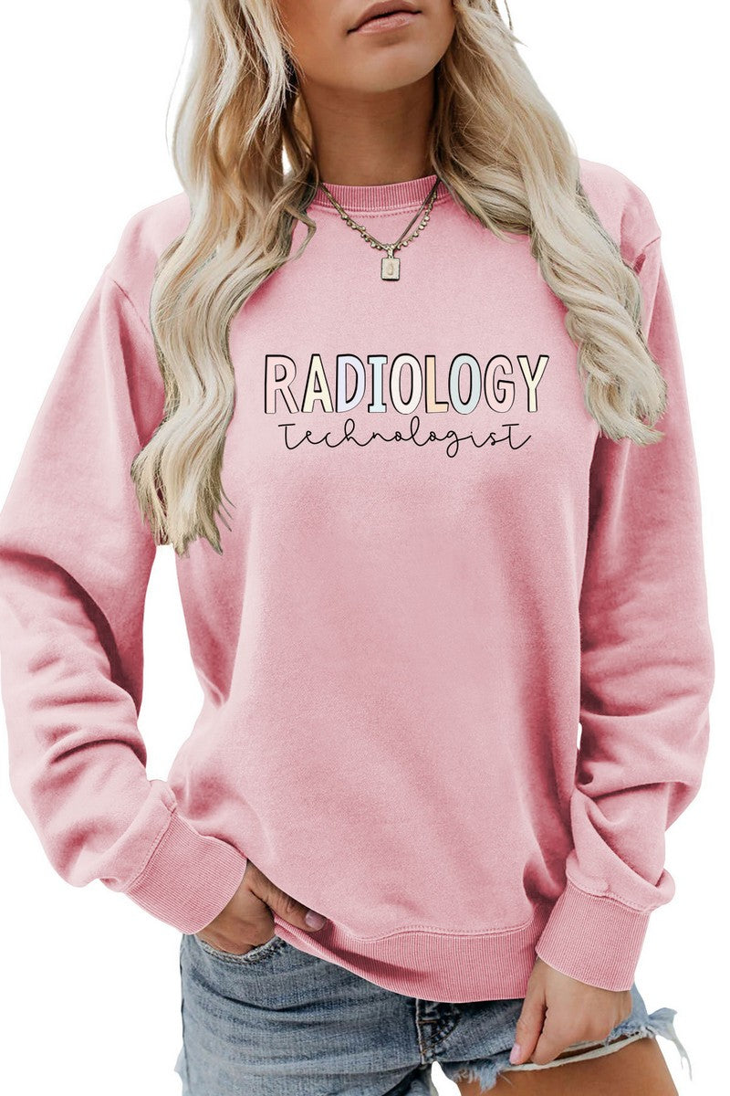 WOMEN LETTER PRINTING LONG SLEEVE PULLOVER