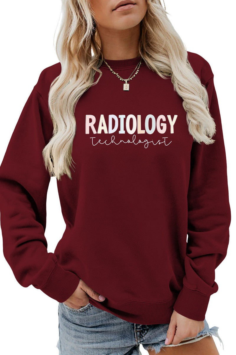 WOMEN LETTER PRINTING LONG SLEEVE PULLOVER