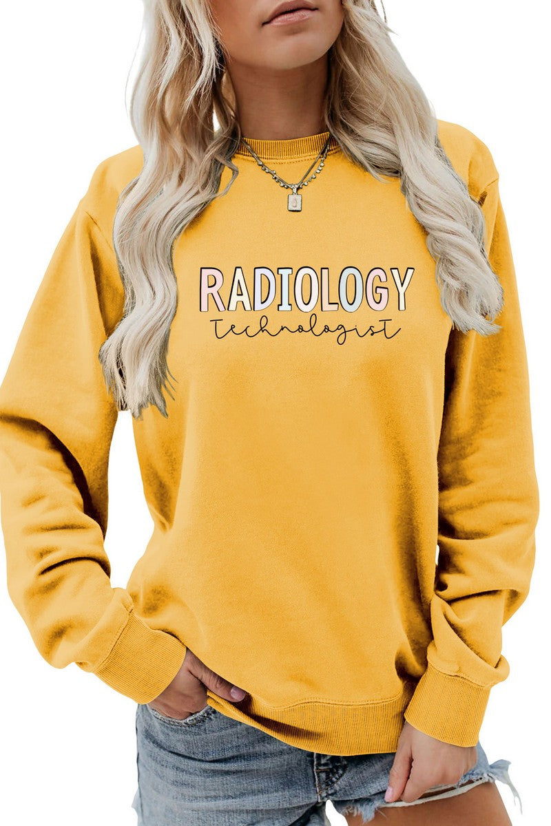 WOMEN LETTER PRINTING LONG SLEEVE PULLOVER