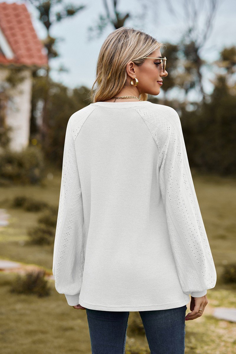 WOMEN V NECK LONG SLEEVE LOOSE FIT CASUAL TOP