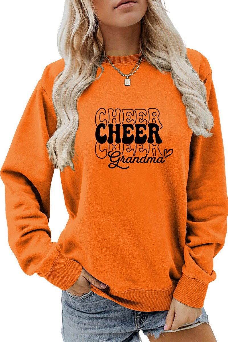 WOMEN CHEER LETTER PRINTING LOOSE FIT PULLOVER