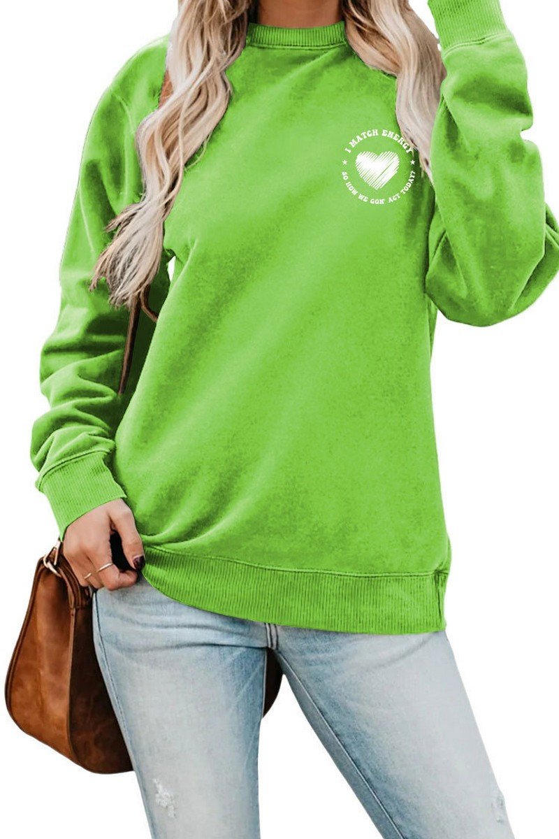 WOMEN HEART PRINTING SOLID PULLOVER T SHIRT