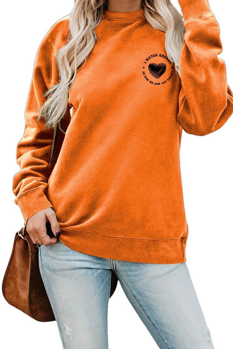 WOMEN HEART PRINTING SOLID PULLOVER T SHIRT