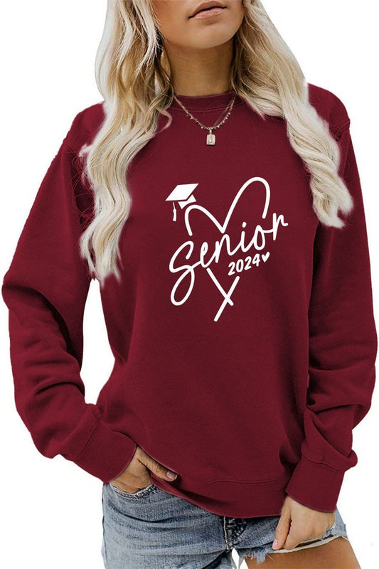 WOMEN CASUAL PRINT LONG SLEEVE CREW NECK PULLOVER