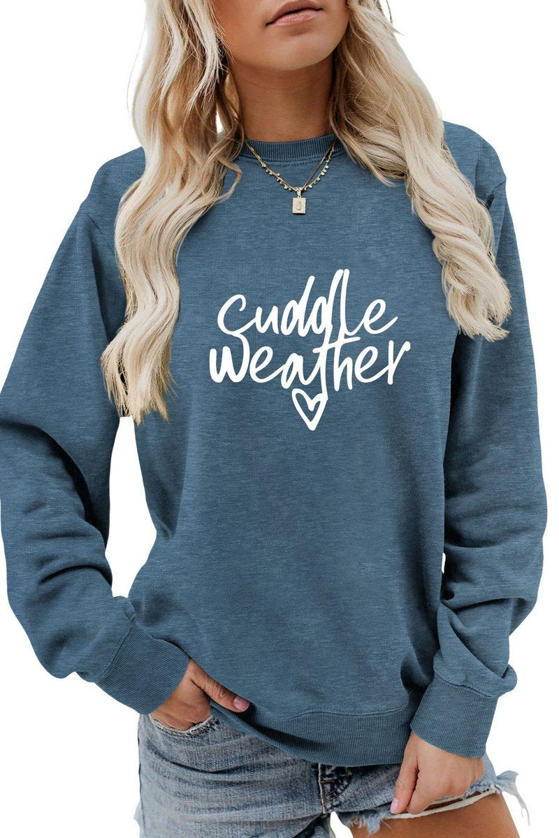 WOMEN CREW NECK CASUAL LOOSE LONG SLEEVED TOP