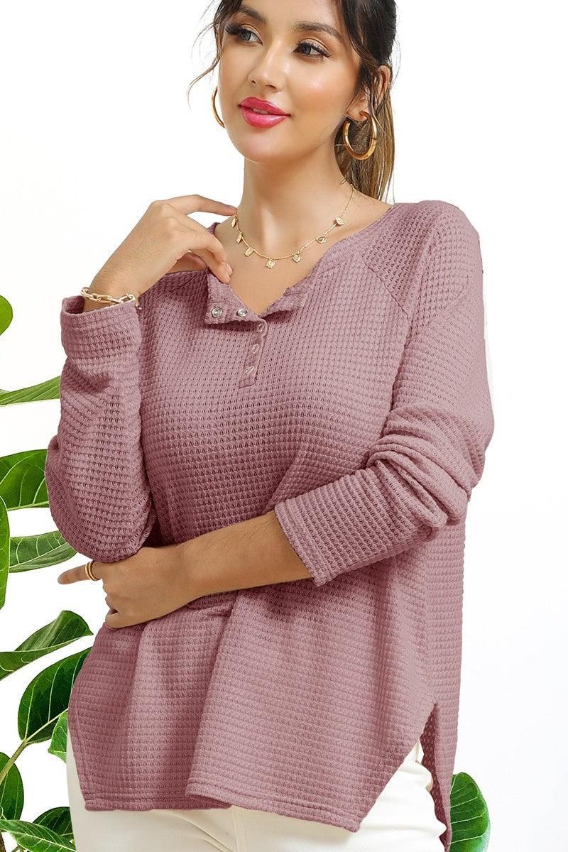 R NECK EYELET DETAILED REGLAN SWEATER KNIT TOP - Doublju