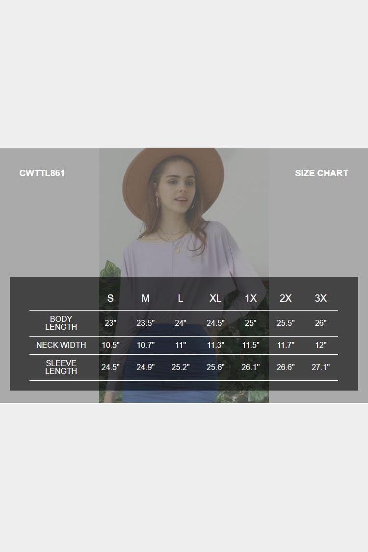 ROUND NECK BATWING SLEEVE TOP - Doublju