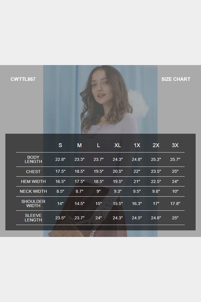 ROUND BUTTON NECK LONG SLEEVE T SHIRT TOP - Doublju