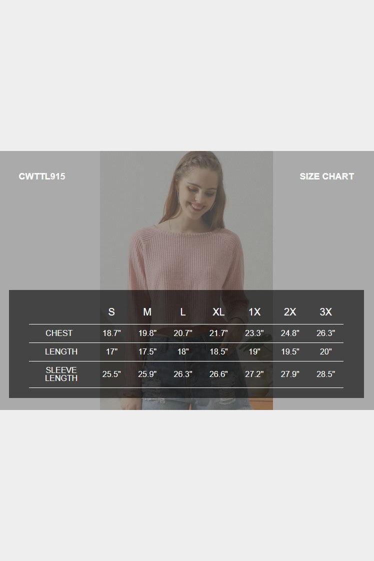 ROUND NECK TUNIC SHORT CROP LONG SLEEVE KNIT TOP - Doublju