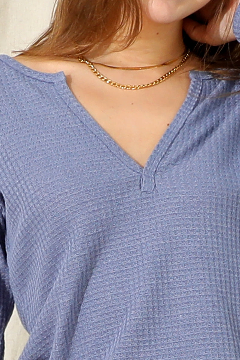 LONG SLEEVE DEEP V NECK TRENDY TUNIC TOP