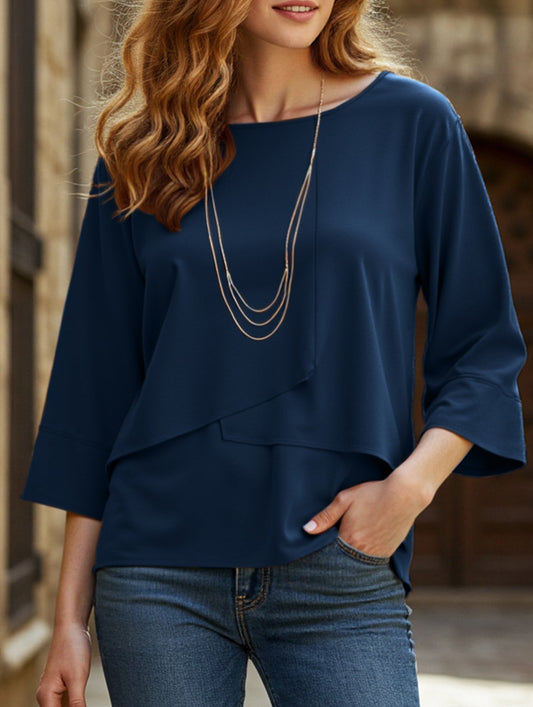 Casual crew neck double-layer top shirt