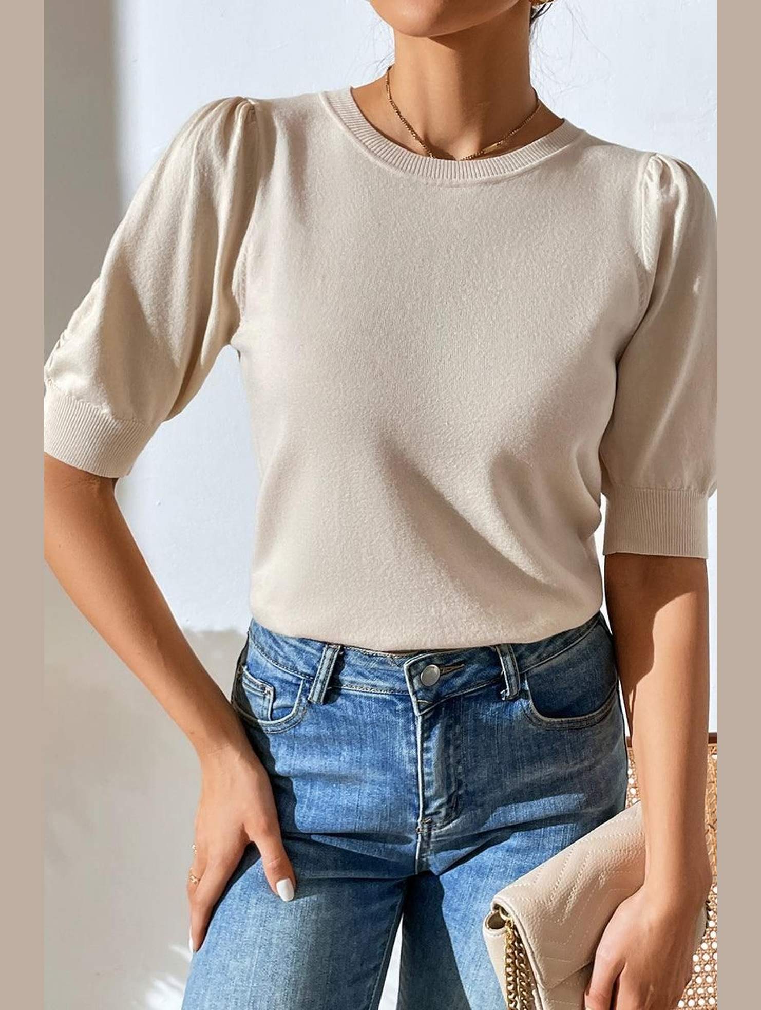 BASIC DAILY SHORT SLEEVE CASUAL TOP - Doublju