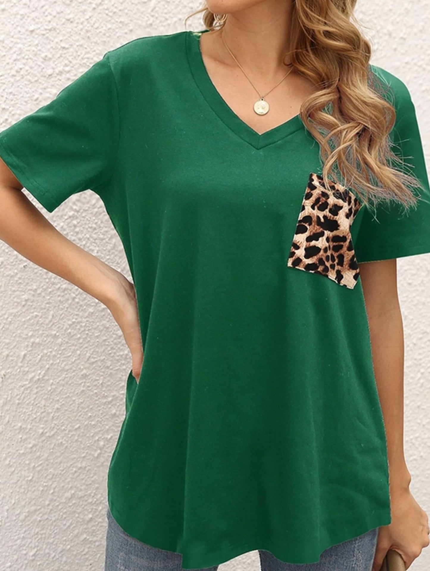 LEOPARD PATTERN BLOCKED CASUAL TOP