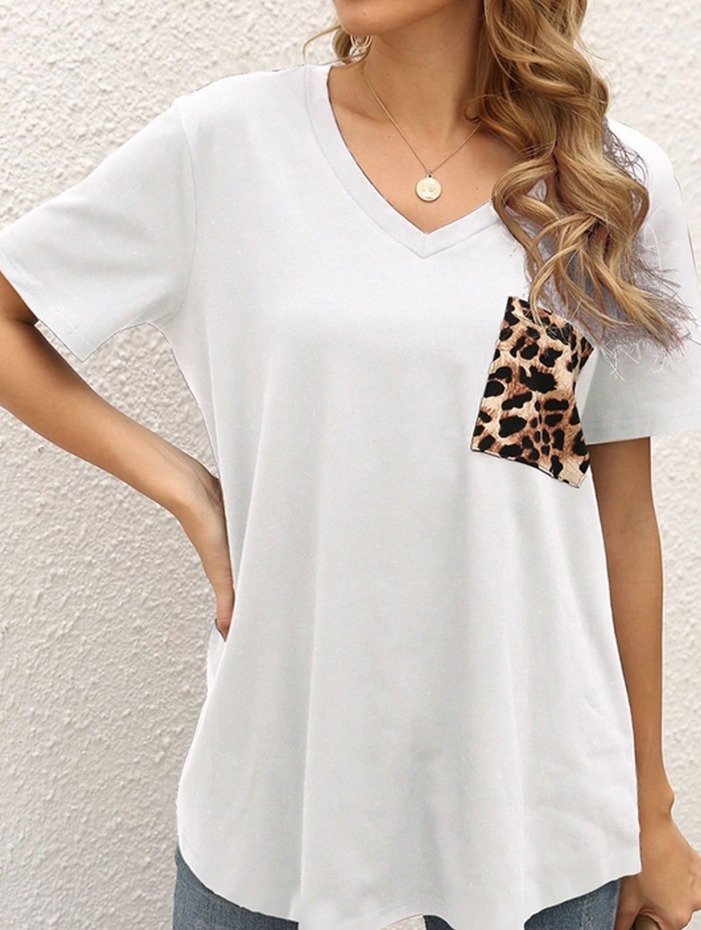 LEOPARD PATTERN BLOCKED CASUAL TOP