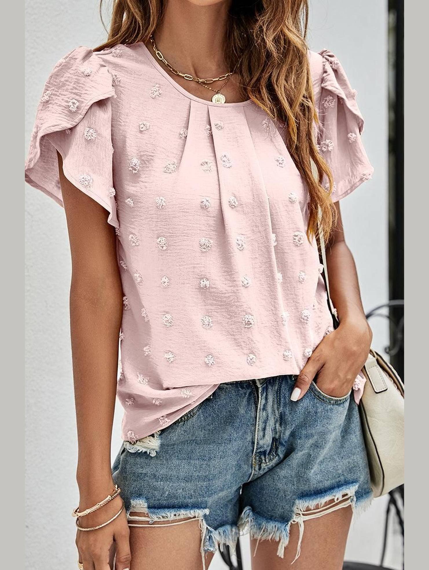 PUFF SLEEVE CASUAL TOP - Doublju