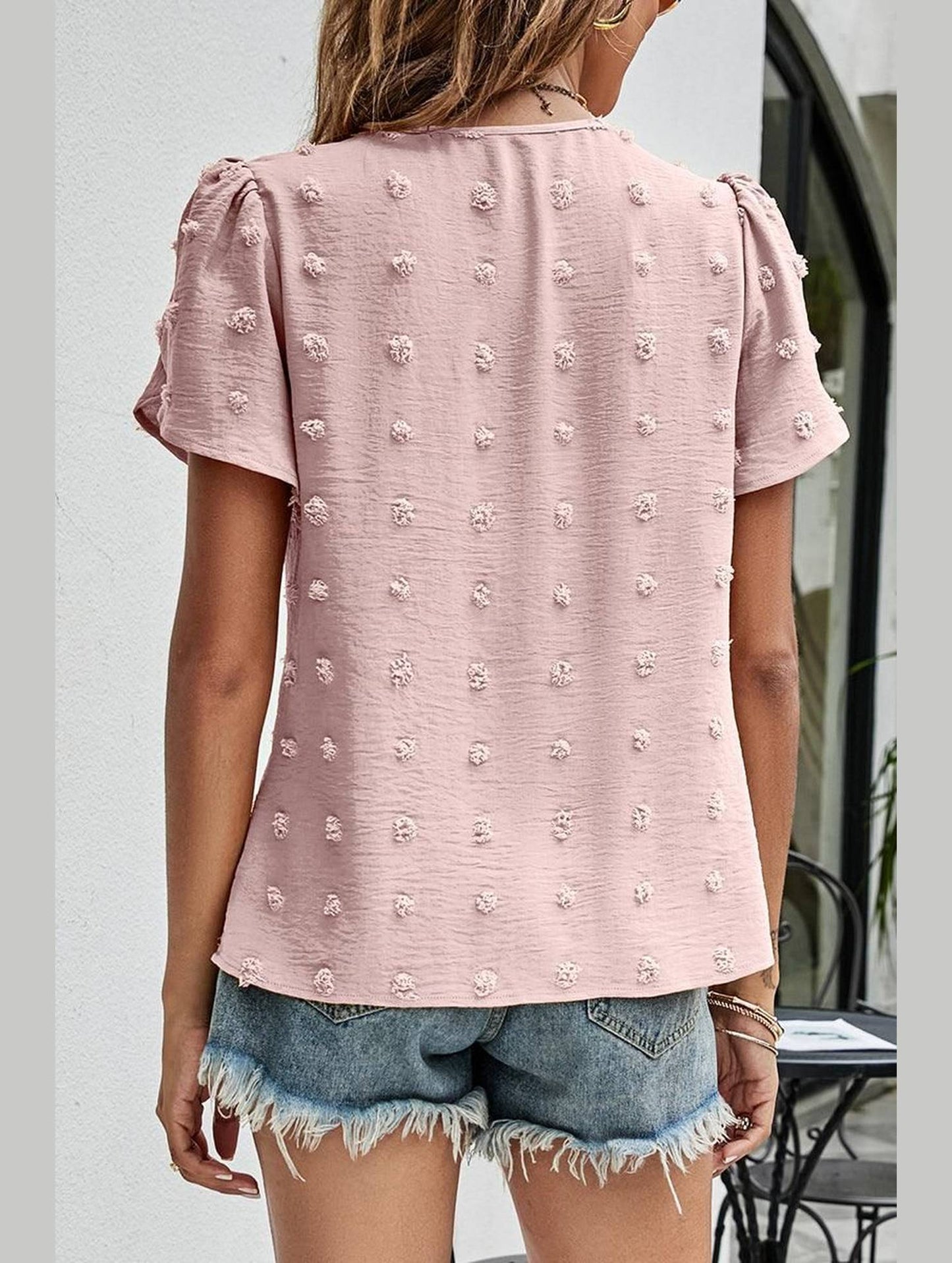 PUFF SLEEVE CASUAL TOP - Doublju