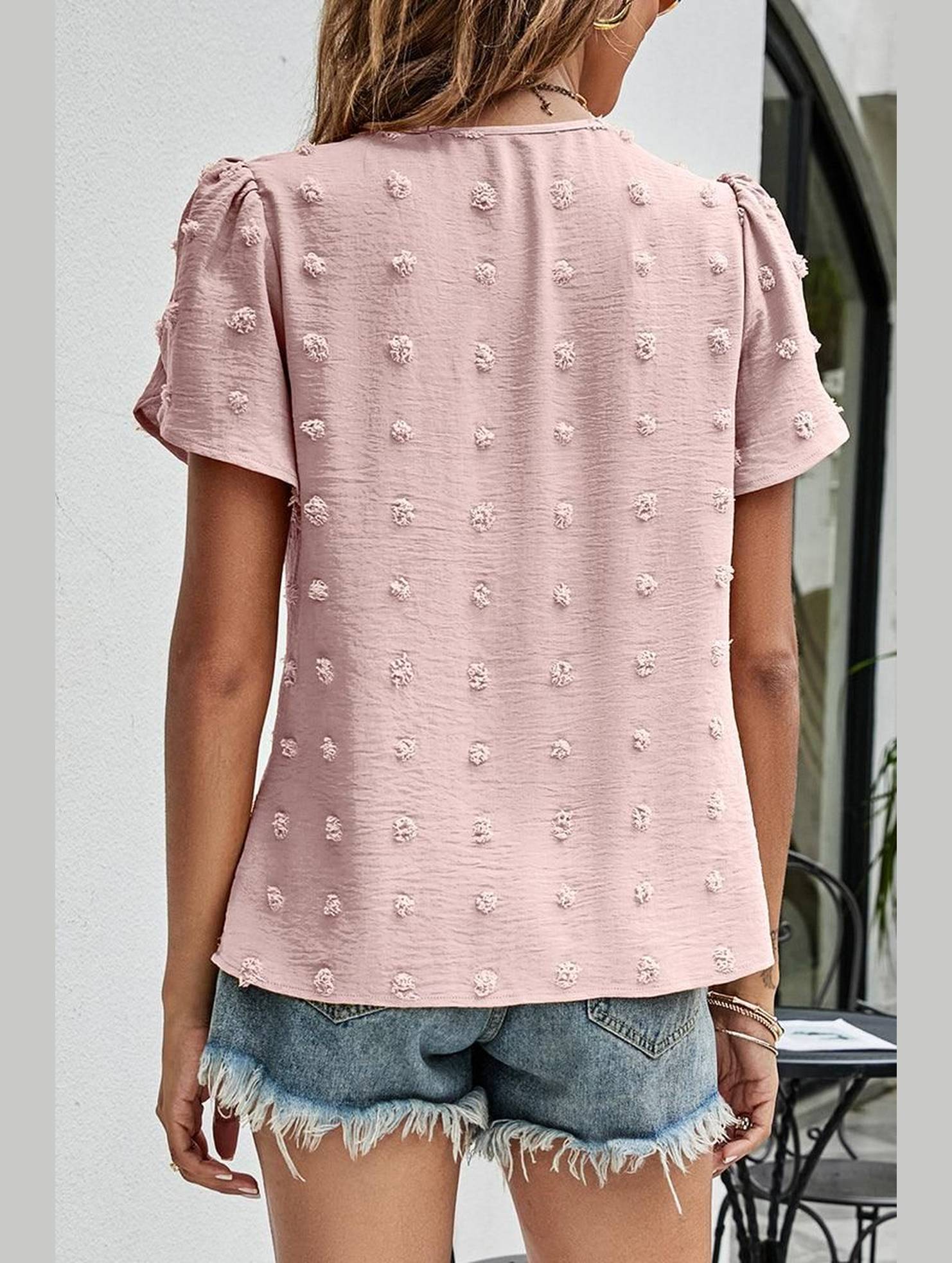 PUFF SLEEVE CASUAL TOP - Doublju