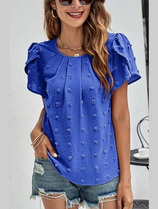 PUFF SLEEVE CASUAL TOP - Doublju