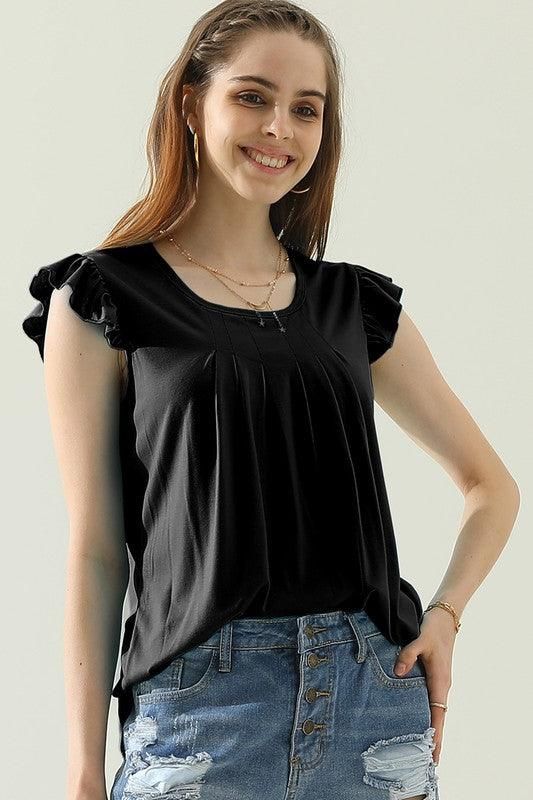 WRINKLED CHEST ANGEL WINGS CREWNECK TEE - Doublju