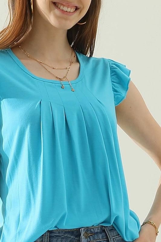 WRINKLED CHEST ANGEL WINGS CREWNECK TEE - Doublju