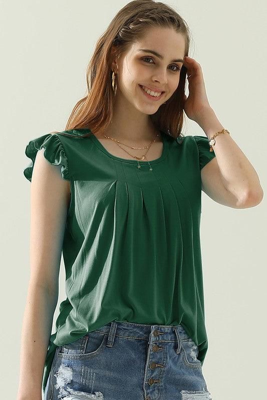 WRINKLED CHEST ANGEL WINGS CREWNECK TEE - Doublju