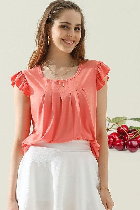 WRINKLED CHEST ANGEL WINGS CREWNECK TEE - Doublju