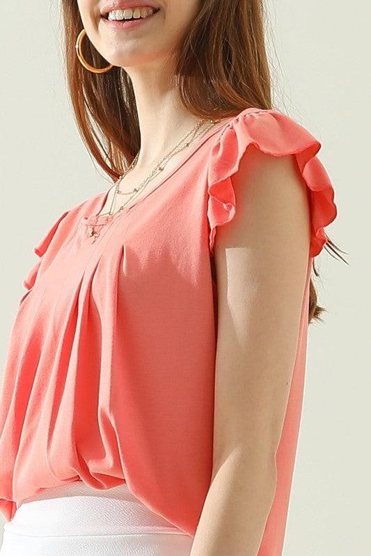 WRINKLED CHEST ANGEL WINGS CREWNECK TEE - Doublju