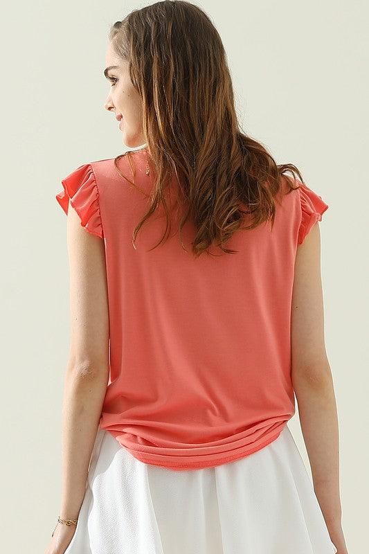 WRINKLED CHEST ANGEL WINGS CREWNECK TEE - Doublju