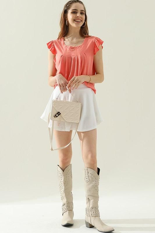 WRINKLED CHEST ANGEL WINGS CREWNECK TEE - Doublju