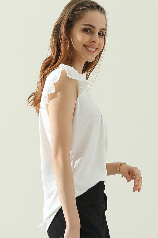 WRINKLED CHEST ANGEL WINGS CREWNECK TEE - Doublju