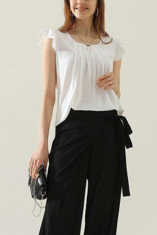 WRINKLED CHEST ANGEL WINGS CREWNECK TEE - Doublju