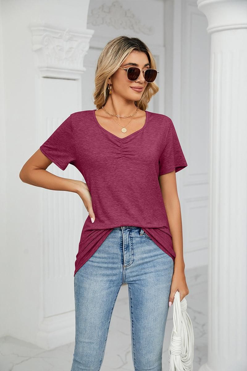 SUMMER PLEATED NEW CASUAL TOP - Doublju
