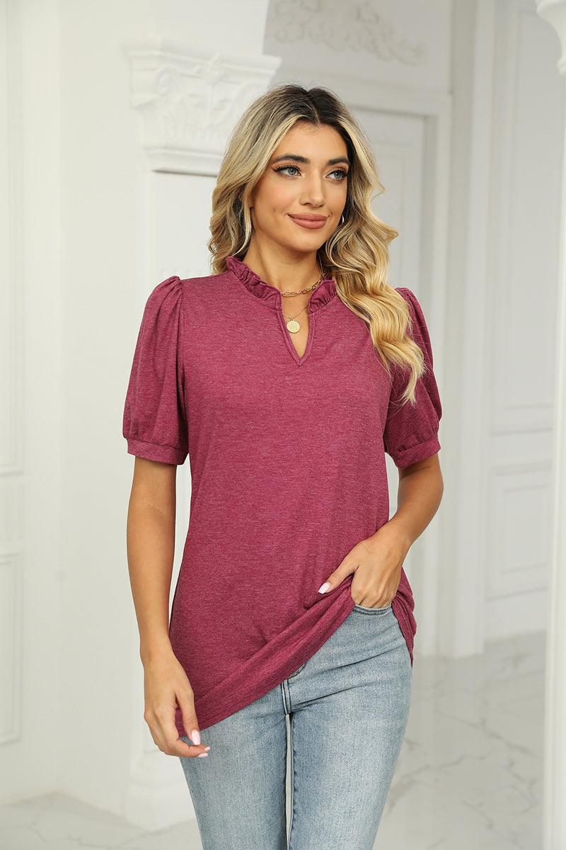 SUMMER SHORT SLEEVE CASUAL TOP - Doublju