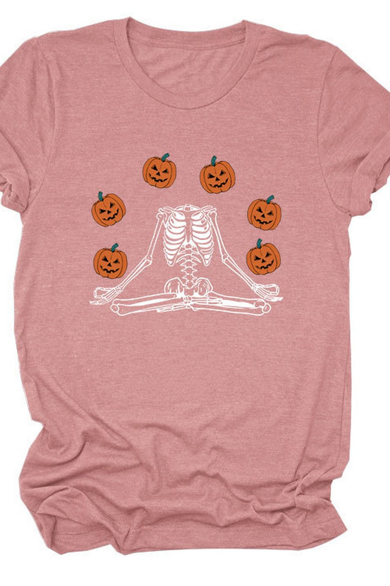 PUMPKIN PRINTED SHORT SLEEVE T SHIRT FOR WOMEN