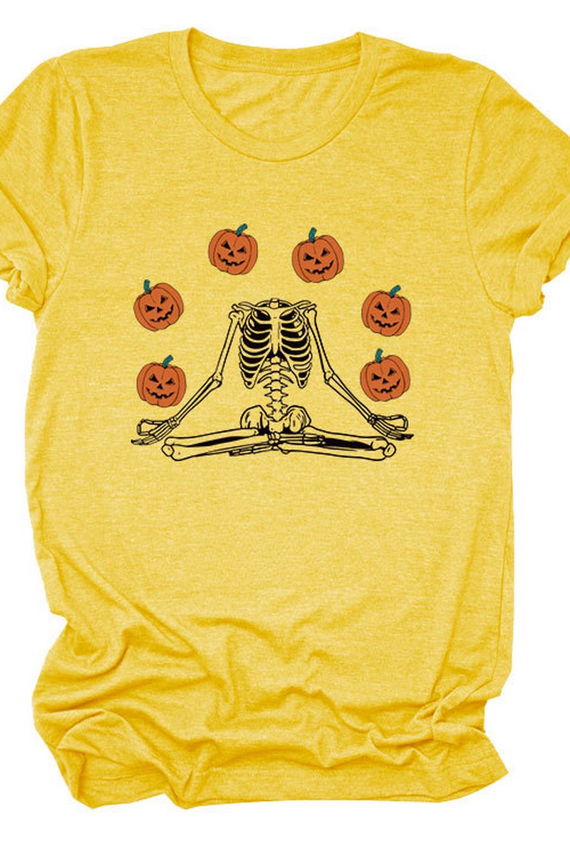 PUMPKIN PRINTED SHORT SLEEVE T SHIRT FOR WOMEN