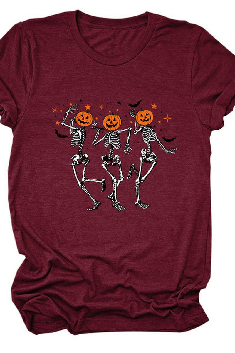 SKULL PUMPKIN HALLOWEEN LOOSE TEE FOR WOMEN