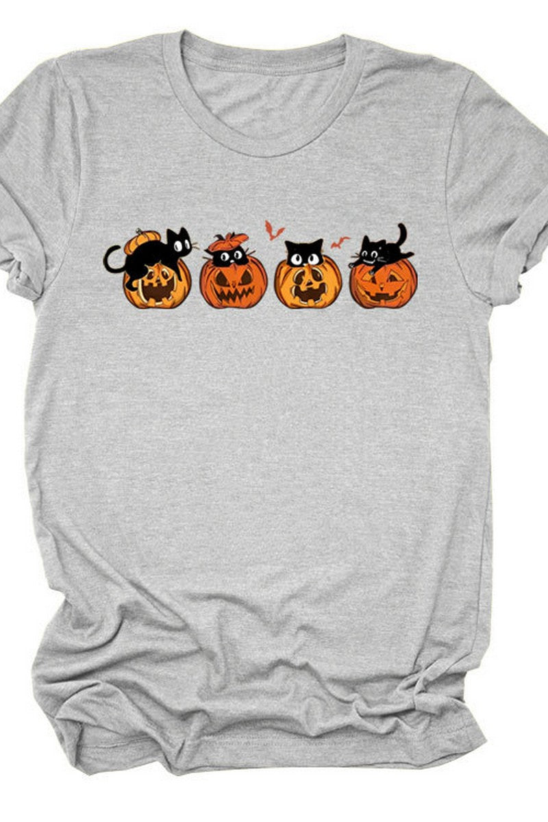 PUMPKIN CAT CUTE AND FUNNY SHORT SLEEVE WOMEN