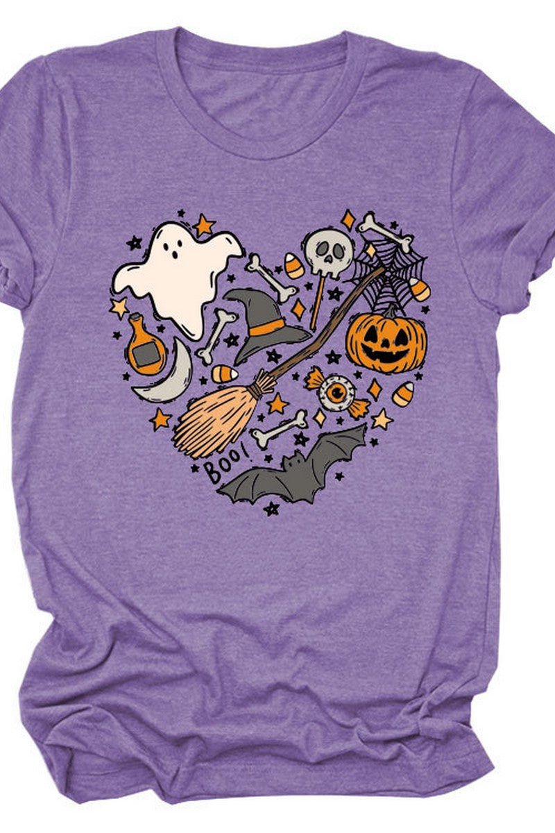WOMEN HALLOWEEN PRINTING SHORT SLEEVE T SHIRT