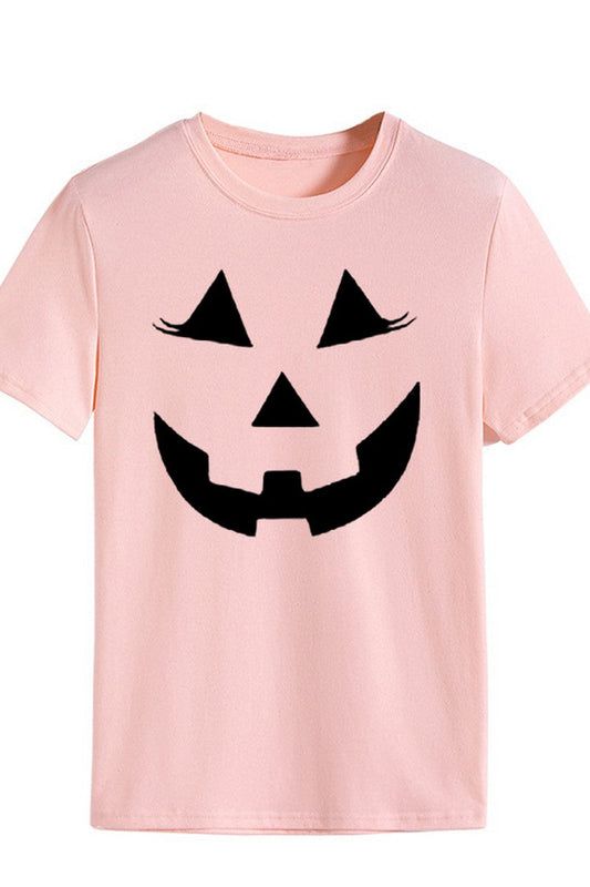 WOMEN LOOSE FIT HALLOWEEN PRINTING SHORT T SHIRT