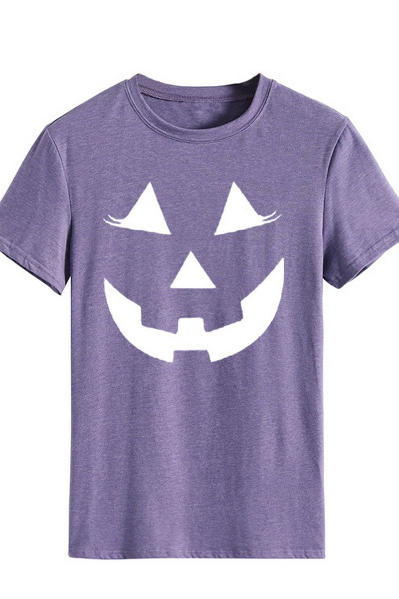 WOMEN LOOSE FIT HALLOWEEN PRINTING SHORT T SHIRT