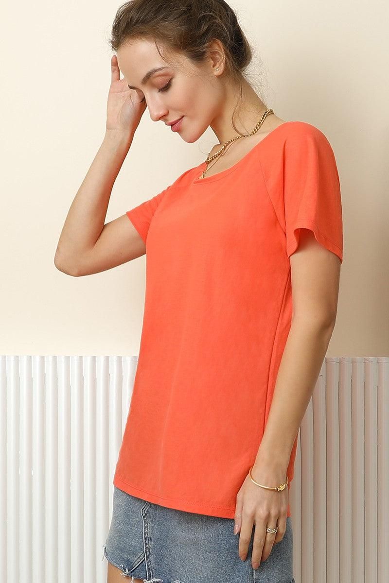 ROUND NECK REGLAN SLEEVE COOL T SHIRT TOP - Doublju