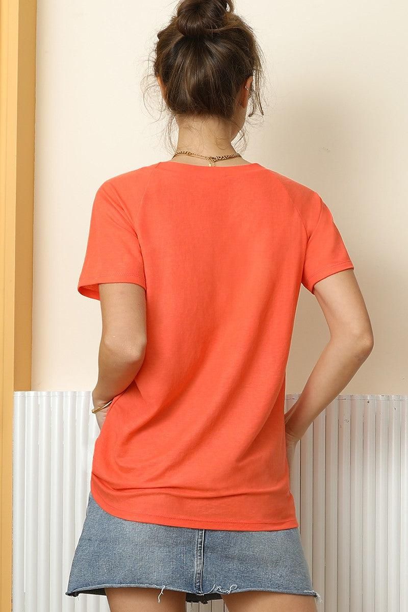 ROUND NECK REGLAN SLEEVE COOL T SHIRT TOP - Doublju