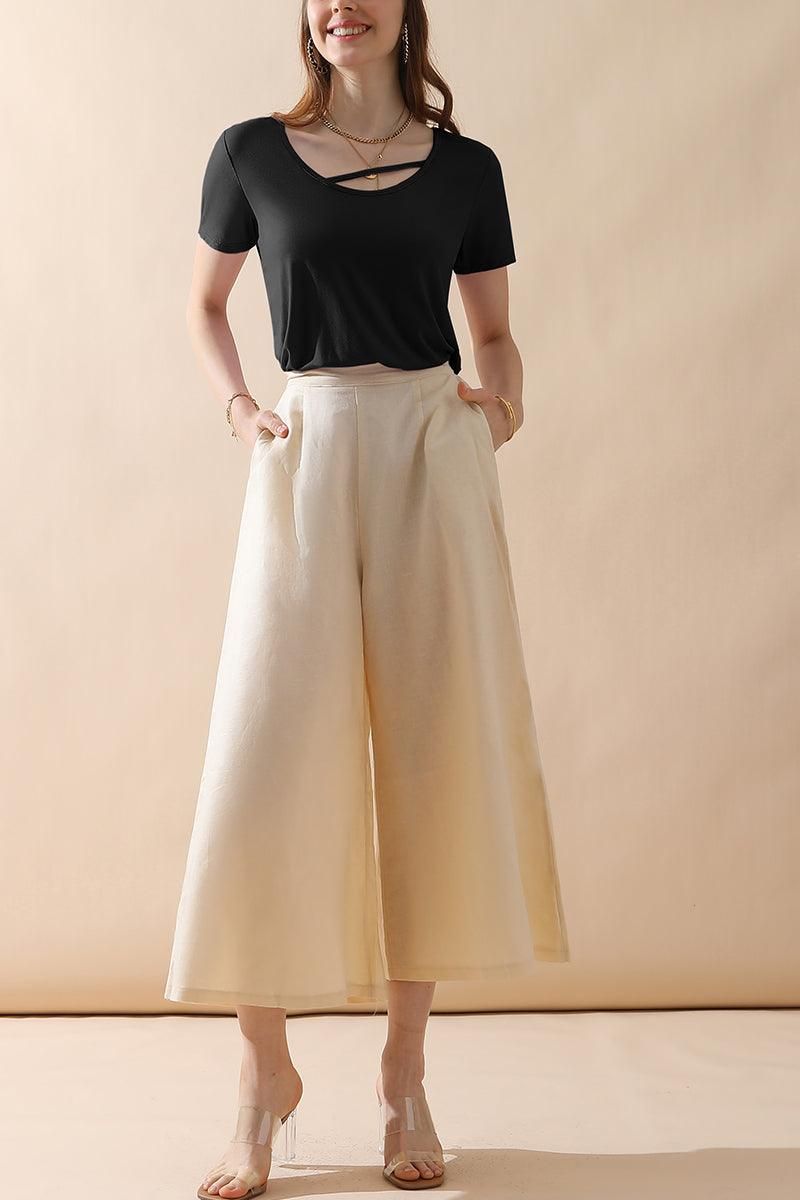 ROUND NECK SOFT MODAL SHORT SLEEVE T SHIRT TOP - Doublju