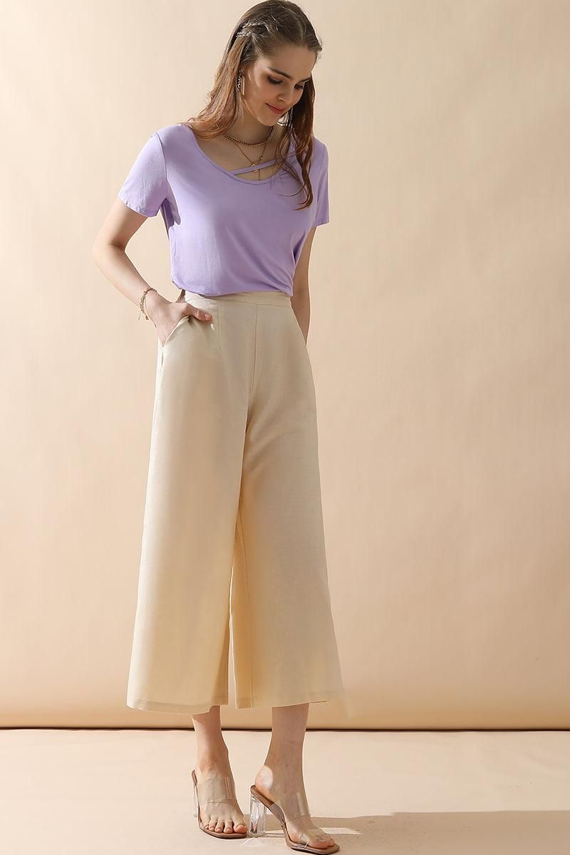 ROUND NECK SOFT MODAL SHORT SLEEVE T SHIRT TOP - Doublju