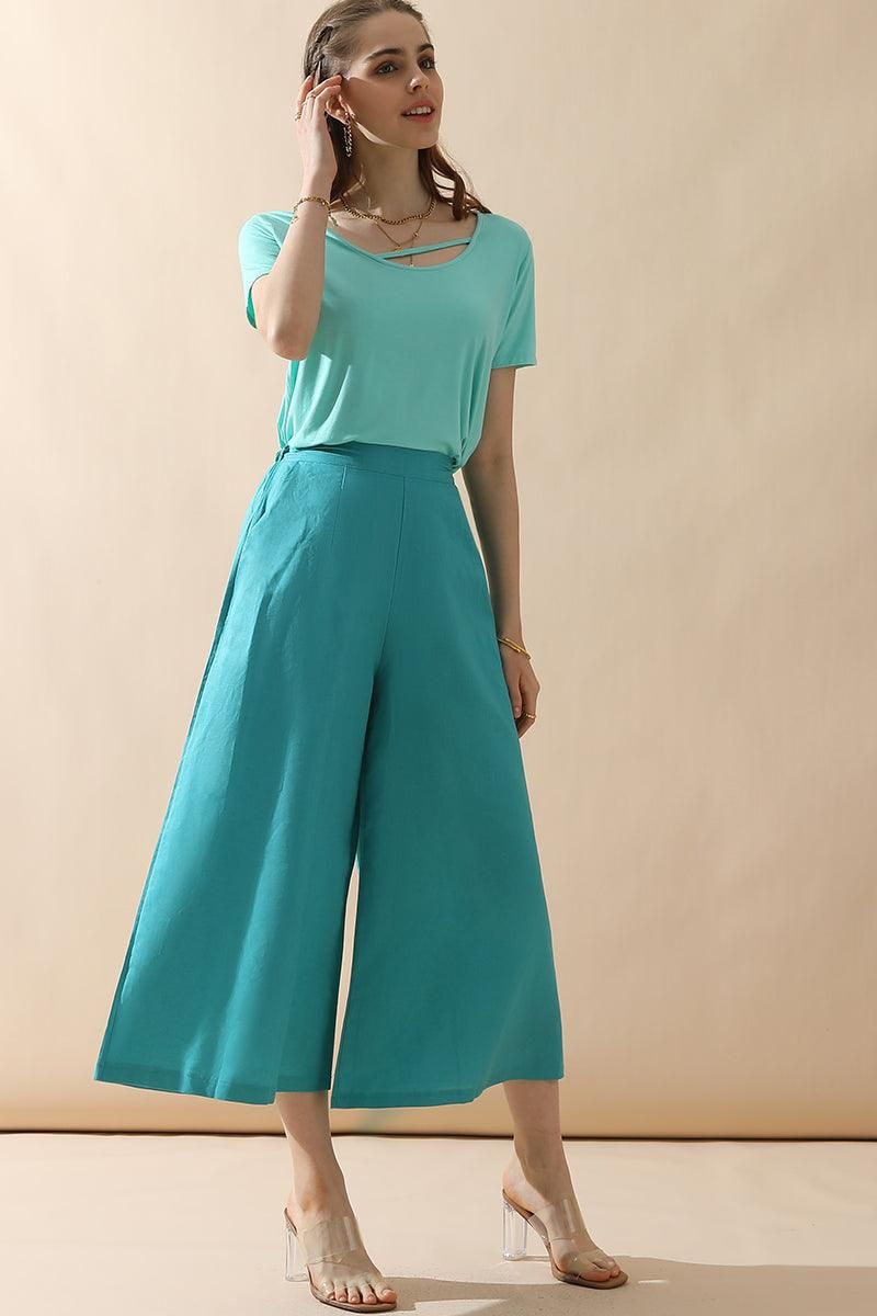 ROUND NECK SOFT MODAL SHORT SLEEVE T SHIRT TOP - Doublju