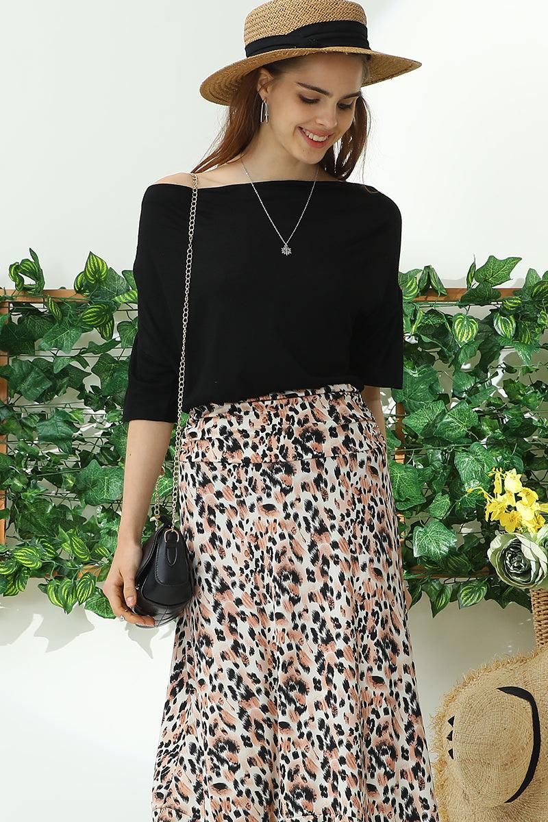 COWL NECK SHORT SLEEVE T SHIRT TOP - Doublju